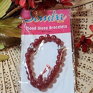 Somba Red Beaded Bracelet Mood Glass Bracelet Old School 90s Jewerly